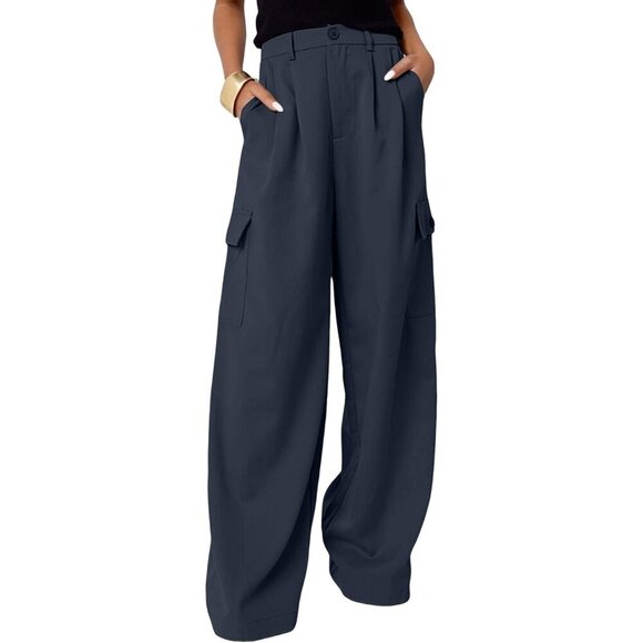 Women’s High Waisted Wide Leg Cargo Pants Casual Work Pants with Pockets